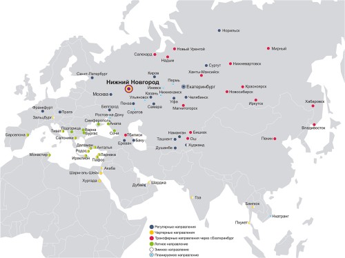 Карта крупных аэропортов